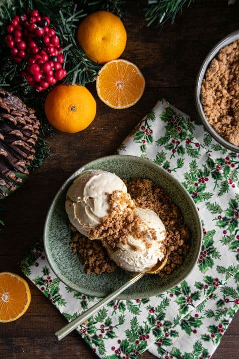 No churn tangerine ice cream with ginger crumb